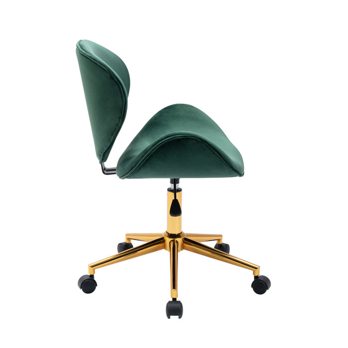 Willa Arlo Interiors Bedfo Velvet Office Chair with Gold Chrome Base